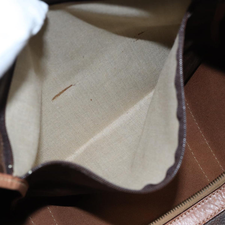 Celine Macadam Canvas Boston Bag PVC Leather Brown Auth bs15893