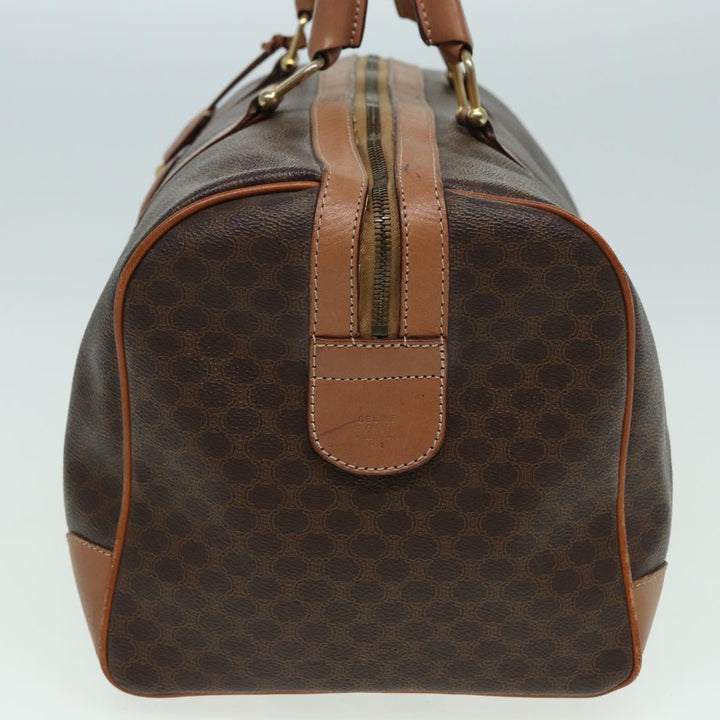 Celine Macadam Canvas Boston Bag PVC Leather Brown Auth bs15893