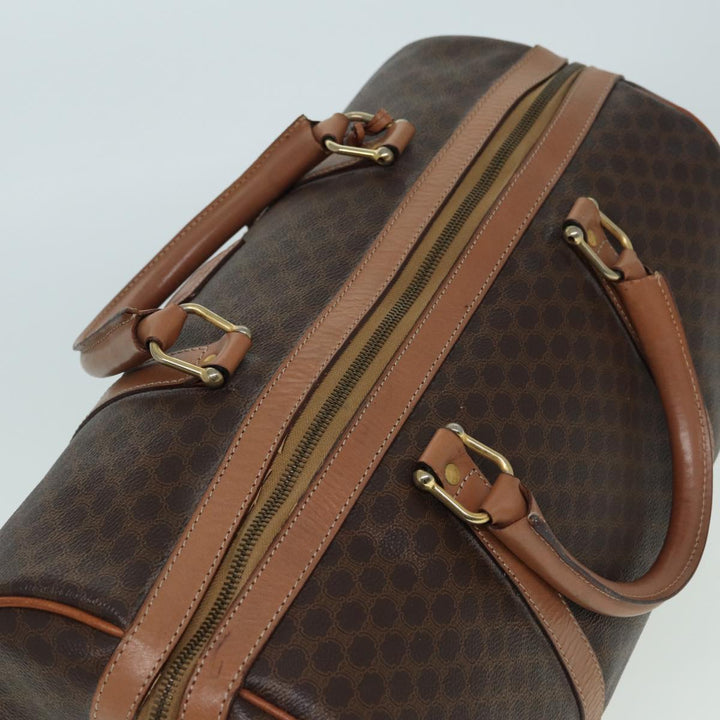 Celine Macadam Canvas Boston Bag PVC Leather Brown Auth bs15893