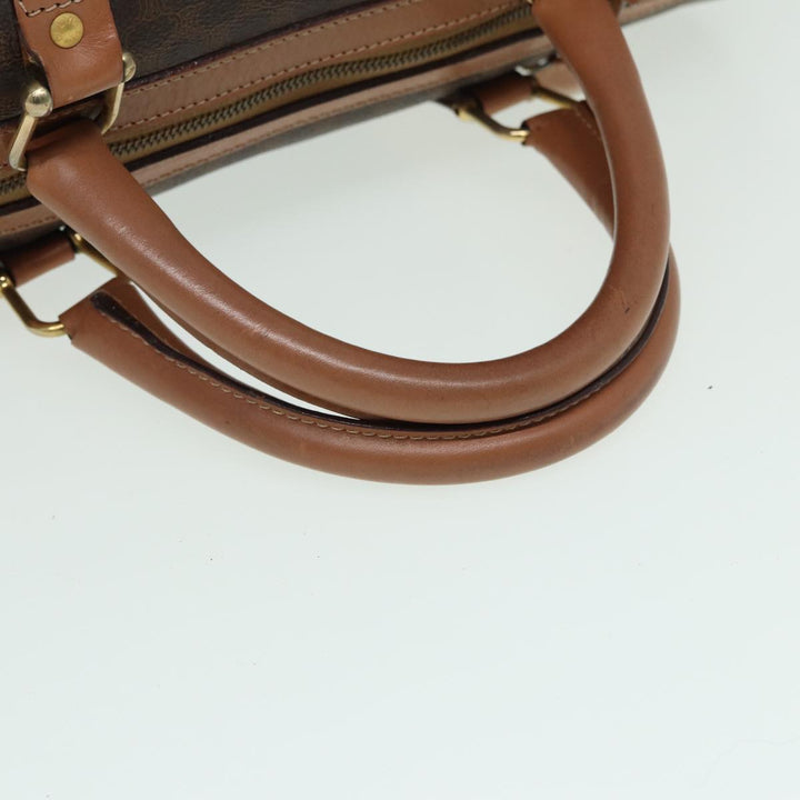 Celine Macadam Canvas Boston Bag PVC Leather Brown Auth bs15893