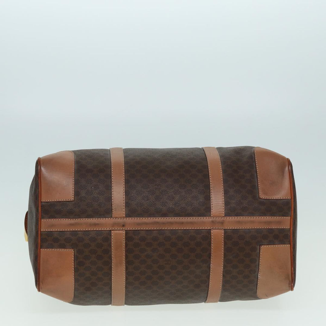 Celine Macadam Canvas Boston Bag PVC Leather Brown Auth bs15893