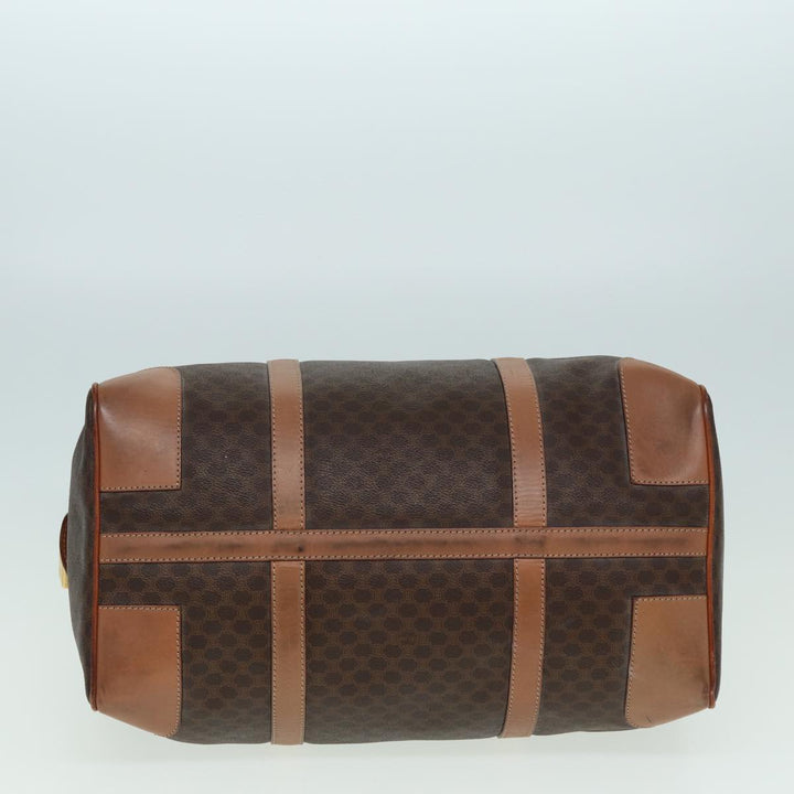 Celine Macadam Canvas Boston Bag PVC Leather Brown Auth bs15893
