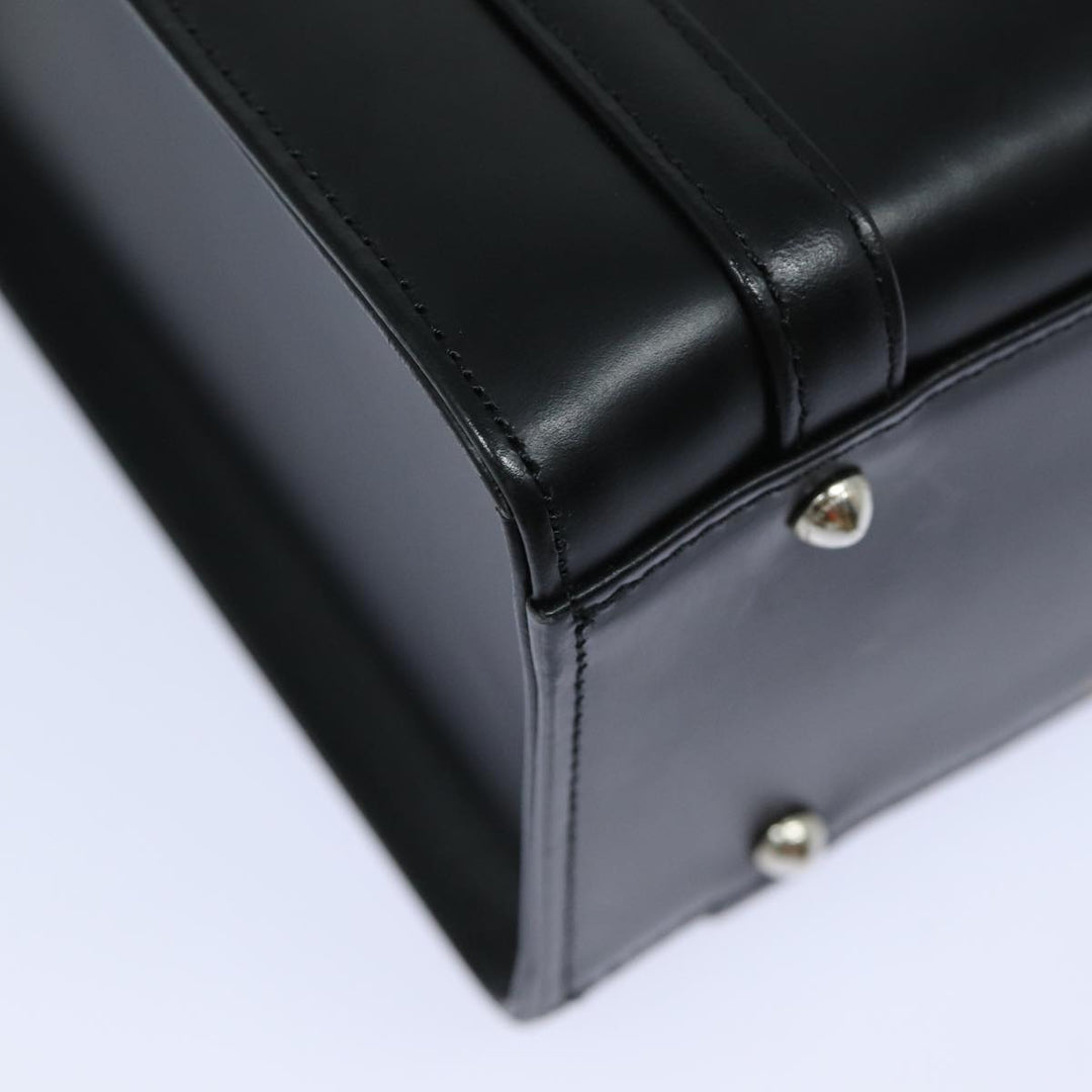 BurberrySs Hand Bag Leather Black Auth bs16011