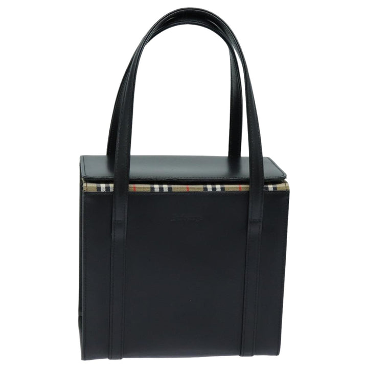 BurberrySs Hand Bag Leather Black Auth bs16011