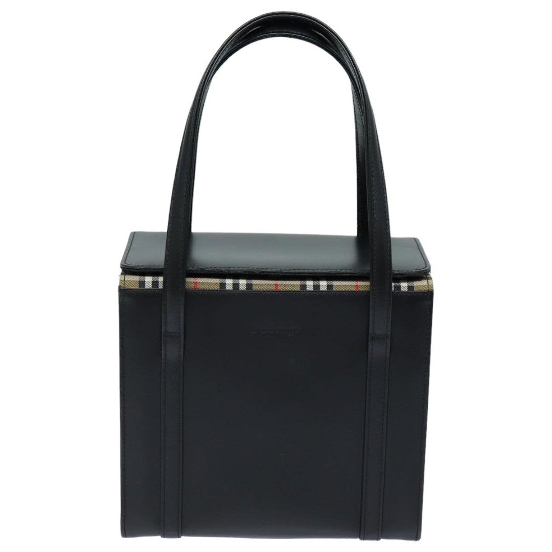BurberrySs Hand Bag Leather Black Auth bs16011
