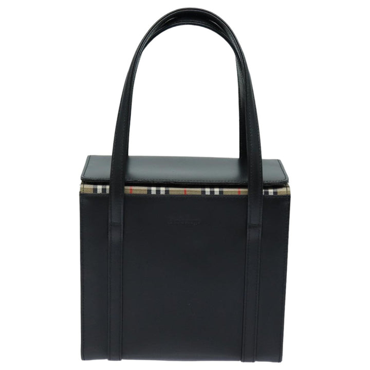 BurberrySs Hand Bag Leather Black Auth bs16011