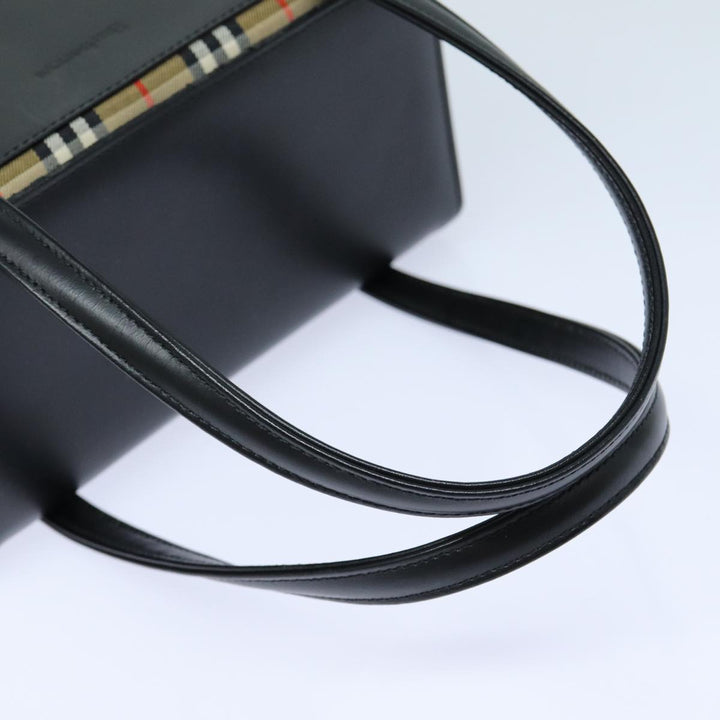 BurberrySs Hand Bag Leather Black Auth bs16011