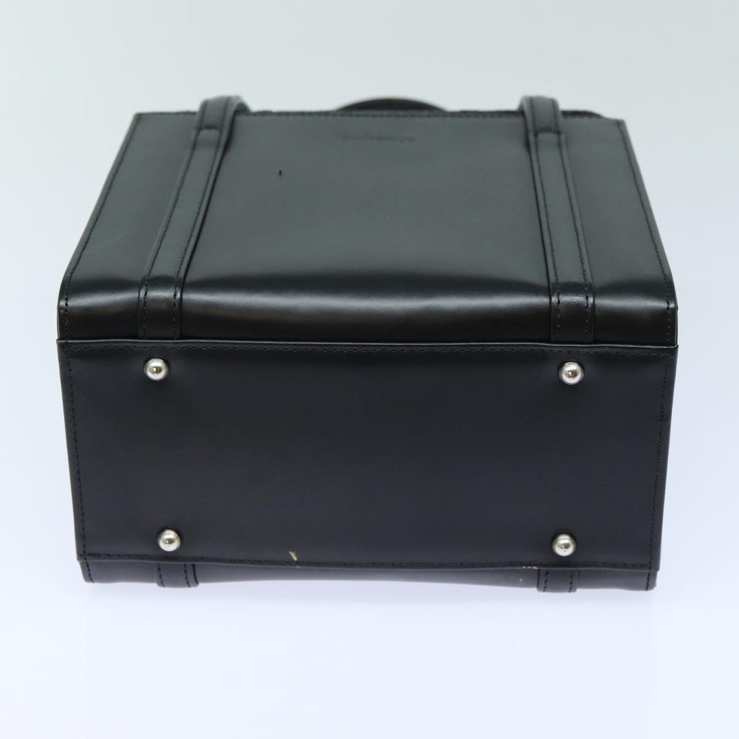 BurberrySs Hand Bag Leather Black Auth bs16011