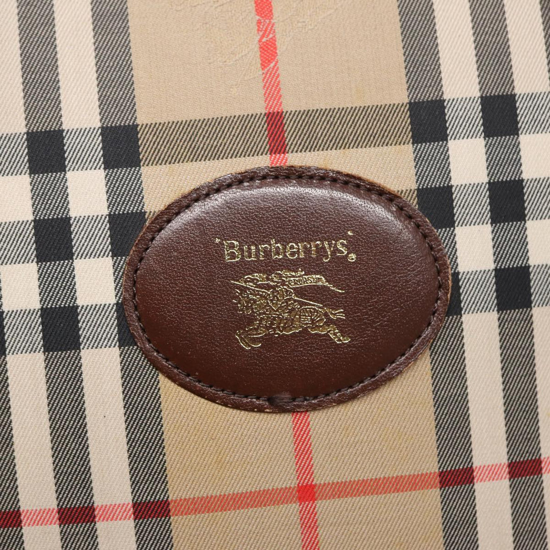 BurberrySs Nova Check Hand Bag Canvas Beige Auth bs16012