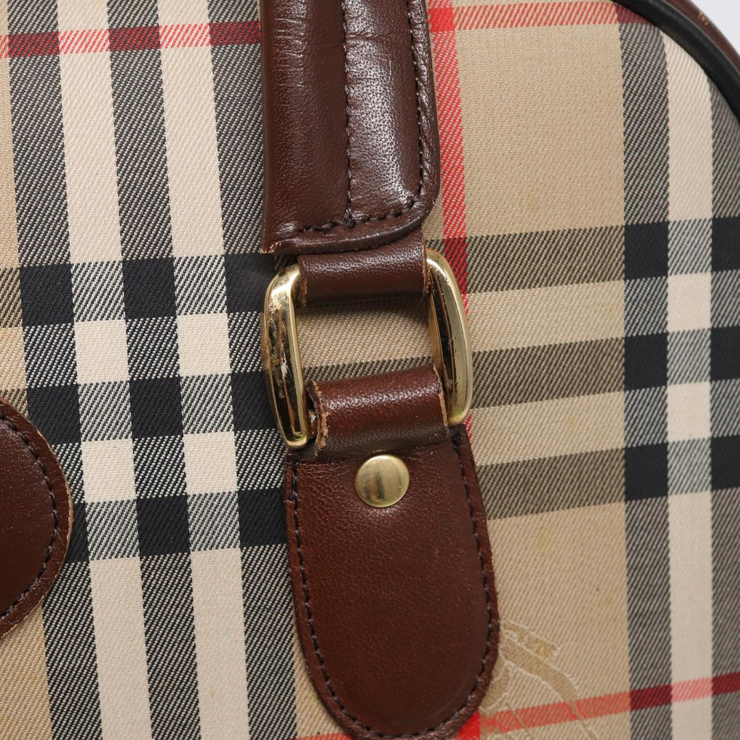 BurberrySs Nova Check Hand Bag Canvas Beige Auth bs16012