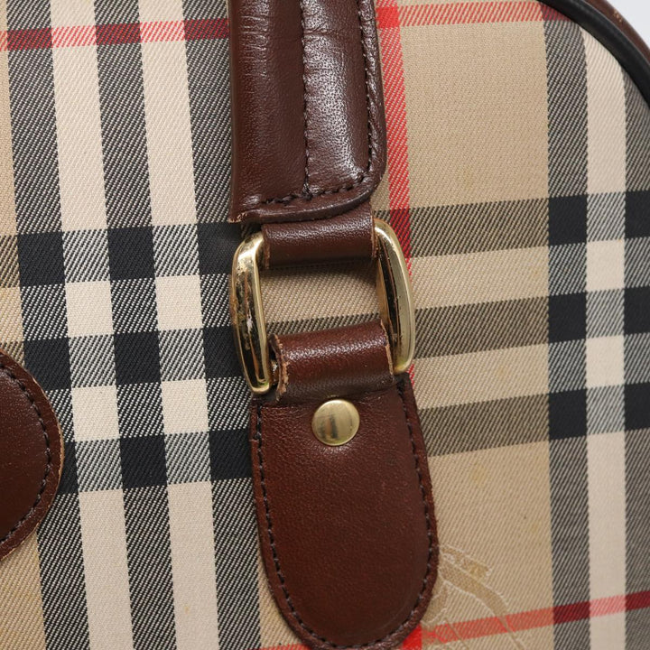 BurberrySs Nova Check Hand Bag Canvas Beige Auth bs16012