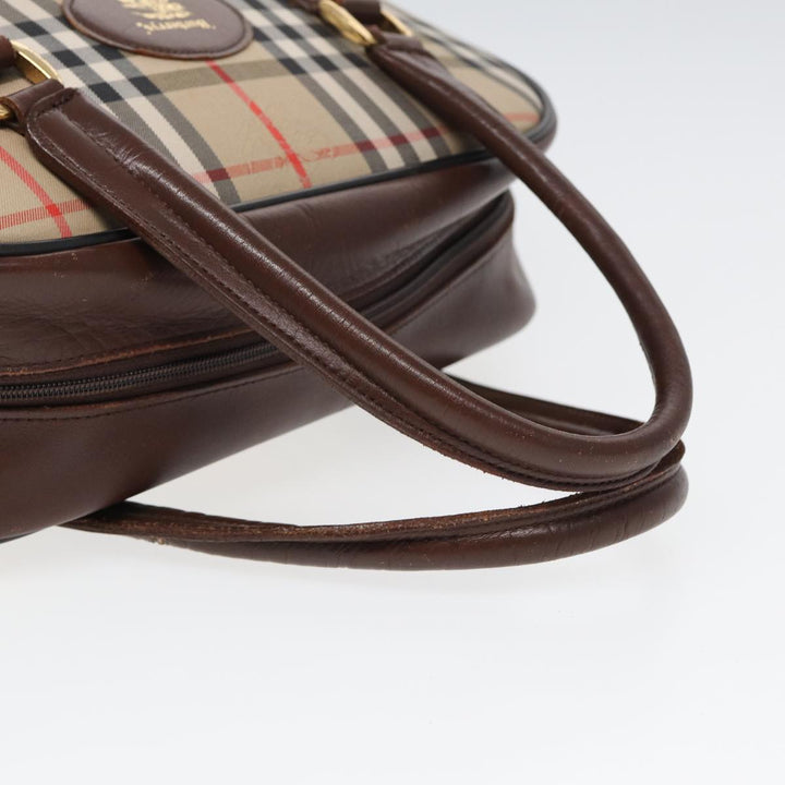 BurberrySs Nova Check Hand Bag Canvas Beige Auth bs16012