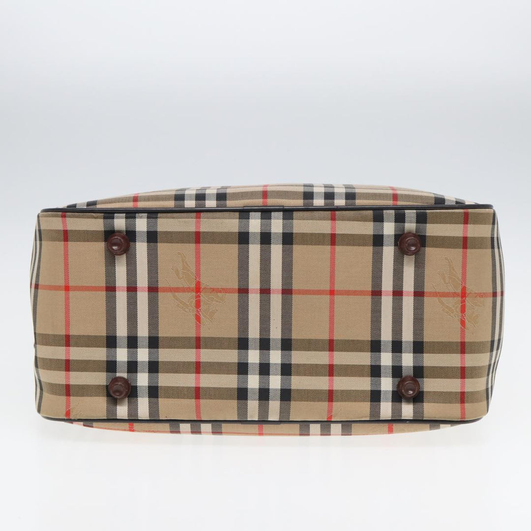 BurberrySs Nova Check Hand Bag Canvas Beige Auth bs16012