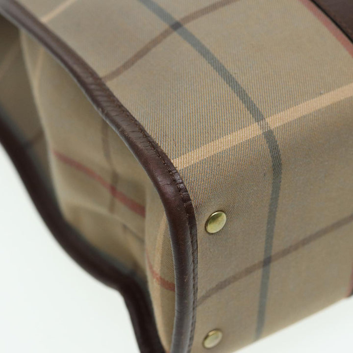 BurberrySs Nova Check Hand Bag Canvas Leather Beige Brown Auth bs16016