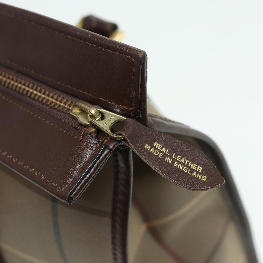 BurberrySs Nova Check Hand Bag Canvas Leather Beige Brown Auth bs16016