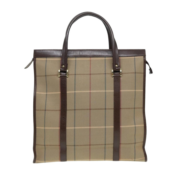 BurberrySs Nova Check Hand Bag Canvas Leather Beige Brown Auth bs16016
