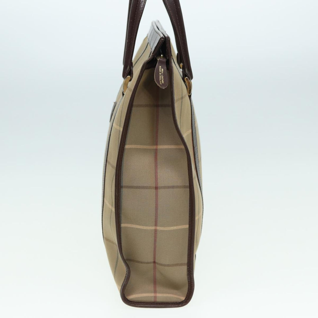 BurberrySs Nova Check Hand Bag Canvas Leather Beige Brown Auth bs16016