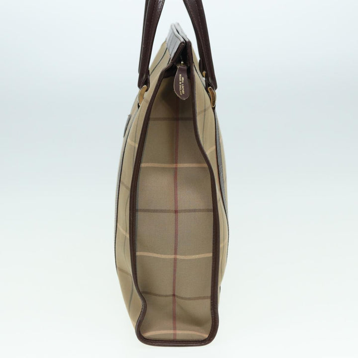 BurberrySs Nova Check Hand Bag Canvas Leather Beige Brown Auth bs16016