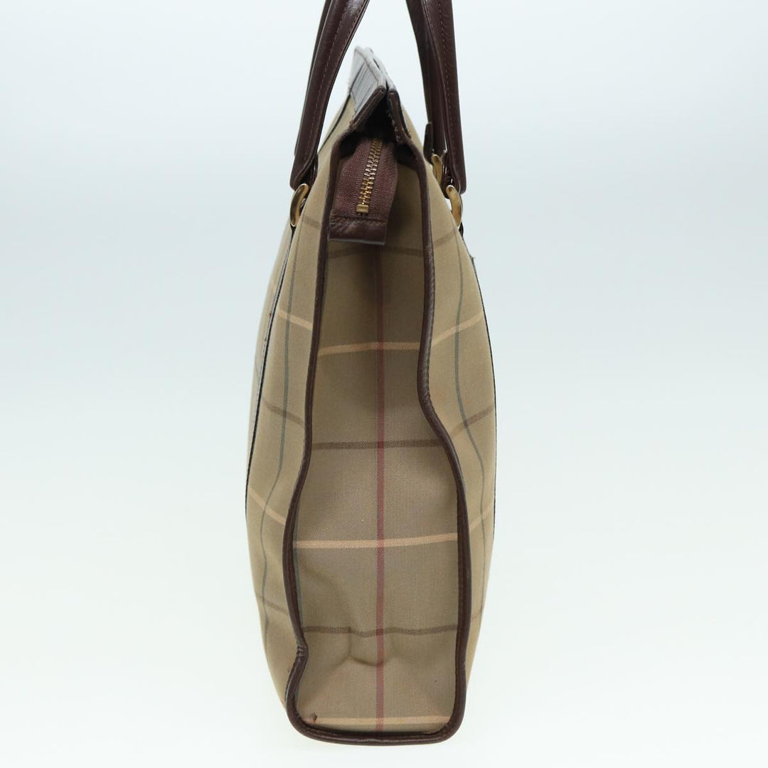 BurberrySs Nova Check Hand Bag Canvas Leather Beige Brown Auth bs16016