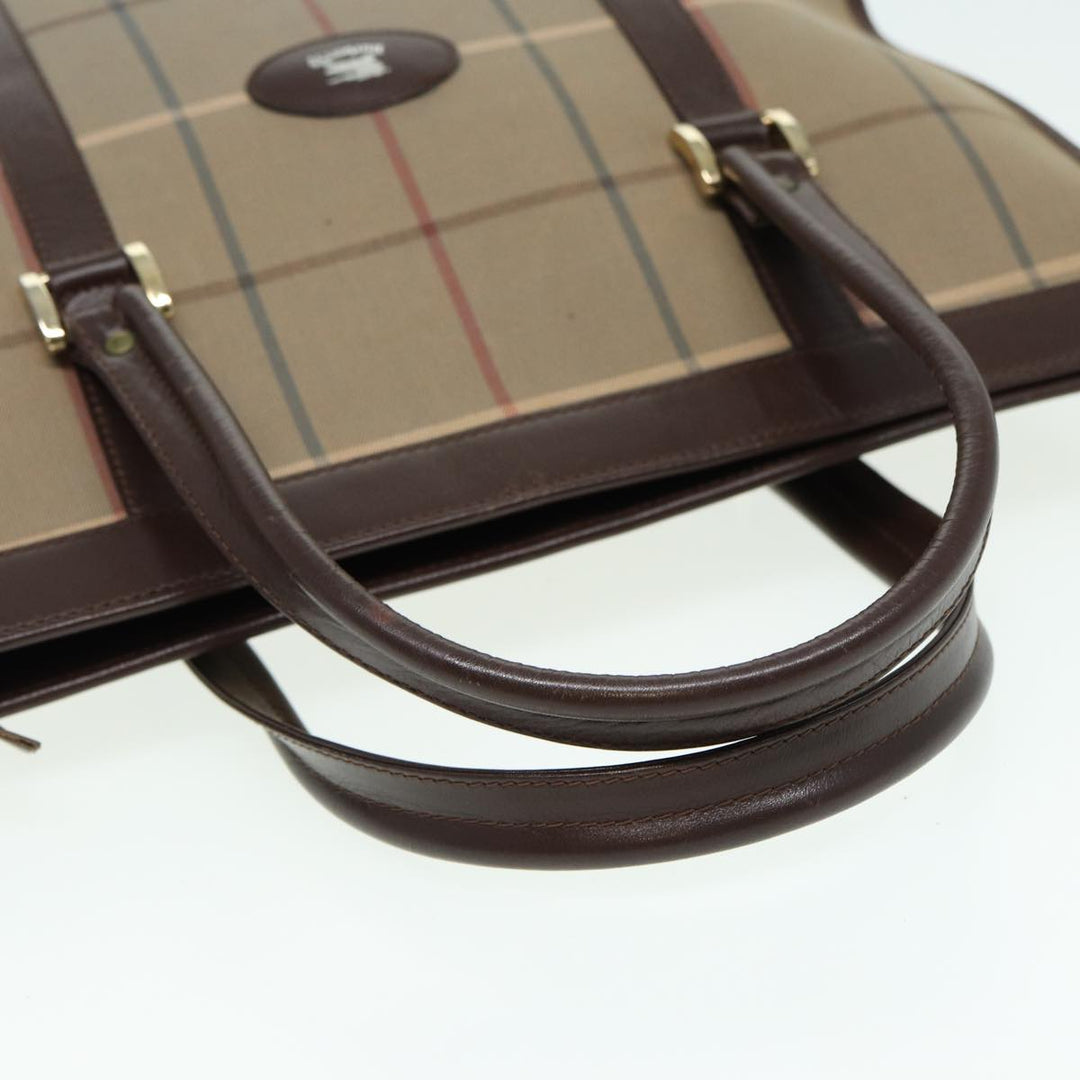 BurberrySs Nova Check Hand Bag Canvas Leather Beige Brown Auth bs16016