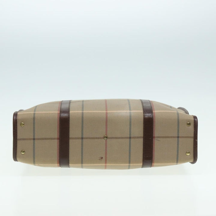 BurberrySs Nova Check Hand Bag Canvas Leather Beige Brown Auth bs16016