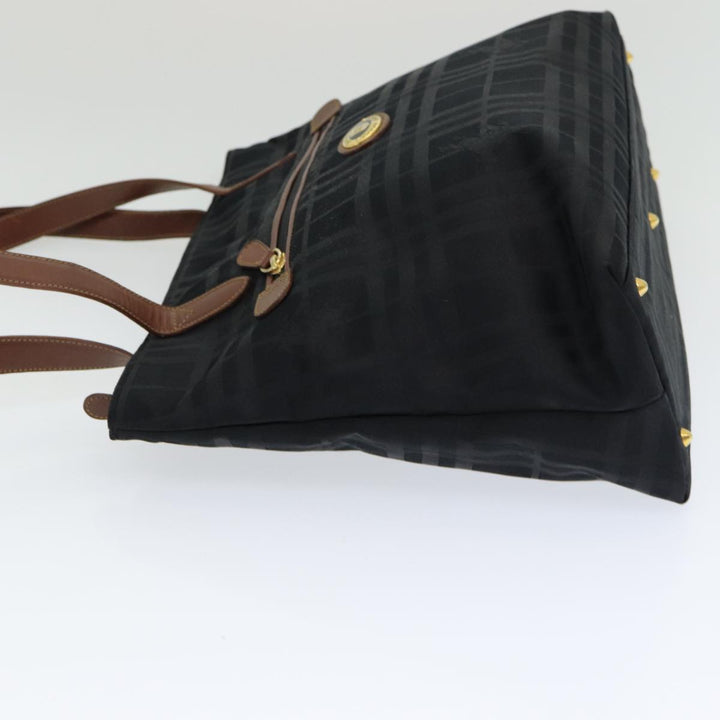 BurberrySs Nova Check Tote Bag Canvas Leather Black Auth bs16019