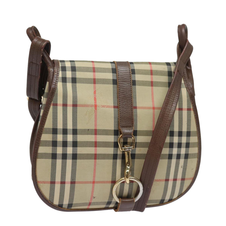 BurberrySs Nova Check Shoulder Bag Canvas Leather Beige Brown Auth bs16020