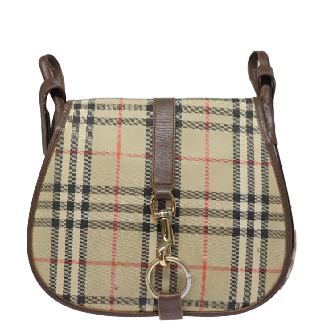 BurberrySs Nova Check Shoulder Bag Canvas Leather Beige Brown Auth bs16020