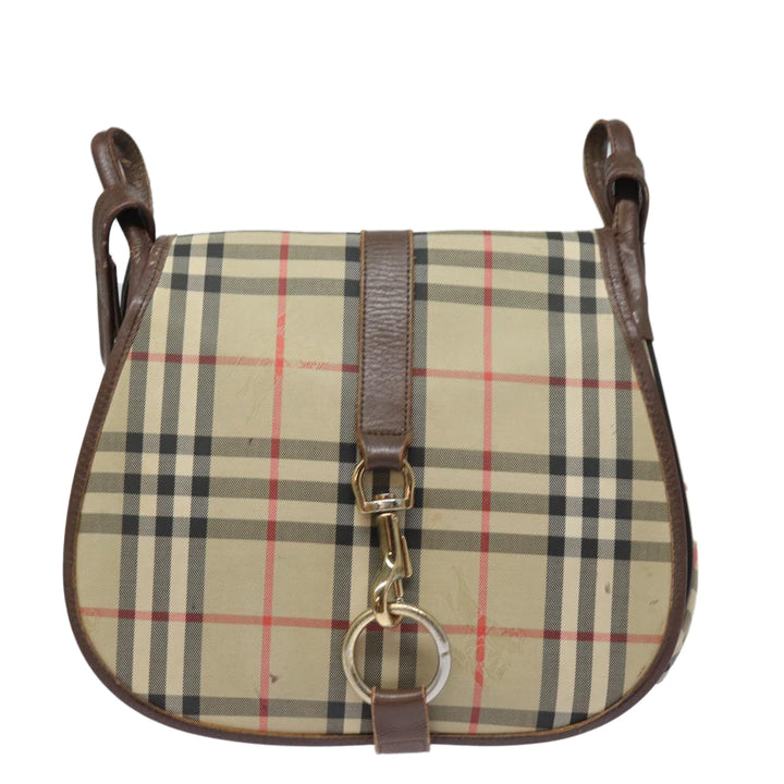 BurberrySs Nova Check Shoulder Bag Canvas Leather Beige Brown Auth bs16020