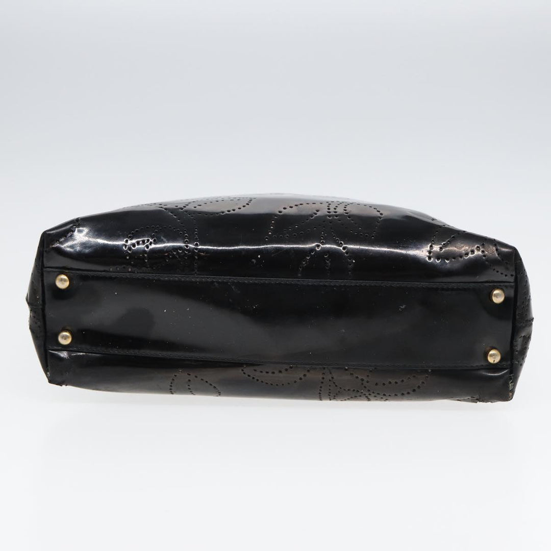Chanel Camelia Tote Bag Enamel Black CC Auth bs16043
