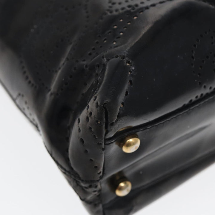 Chanel Camelia Tote Bag Enamel Black CC Auth bs16043