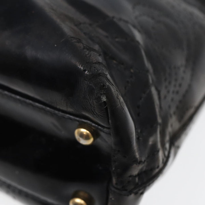 Chanel Camelia Tote Bag Enamel Black CC Auth bs16043