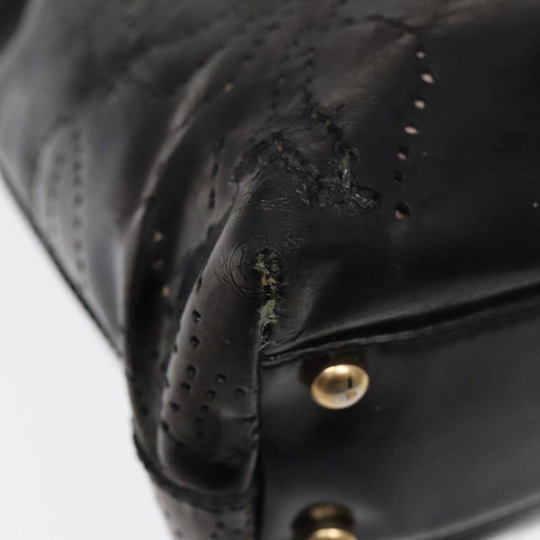 Chanel Camelia Tote Bag Enamel Black CC Auth bs16043