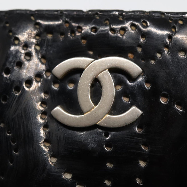 Chanel Camelia Tote Bag Enamel Black CC Auth bs16043