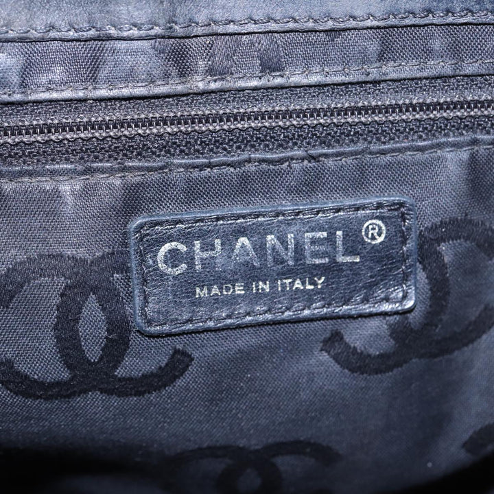 Chanel Camelia Tote Bag Enamel Black CC Auth bs16043