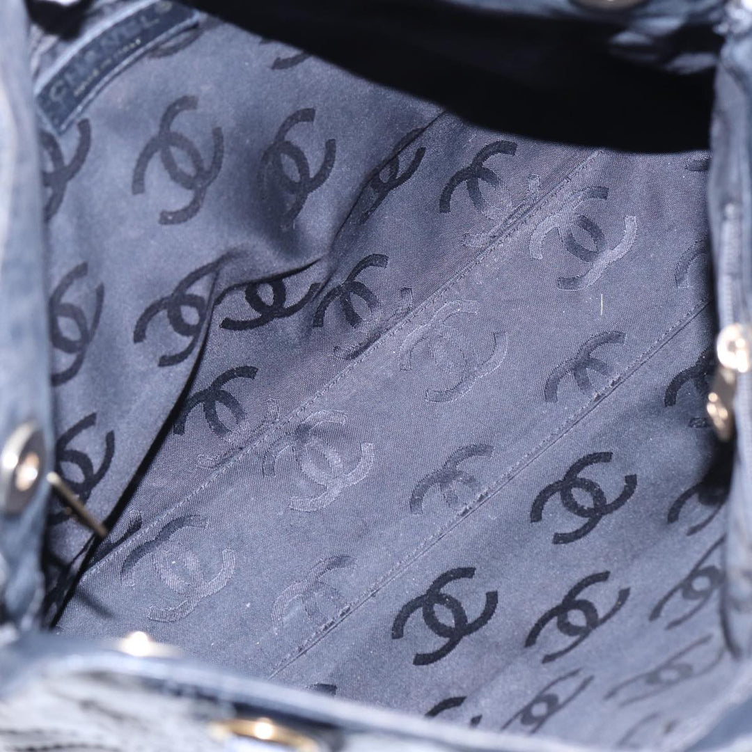 Chanel Camelia Tote Bag Enamel Black CC Auth bs16043