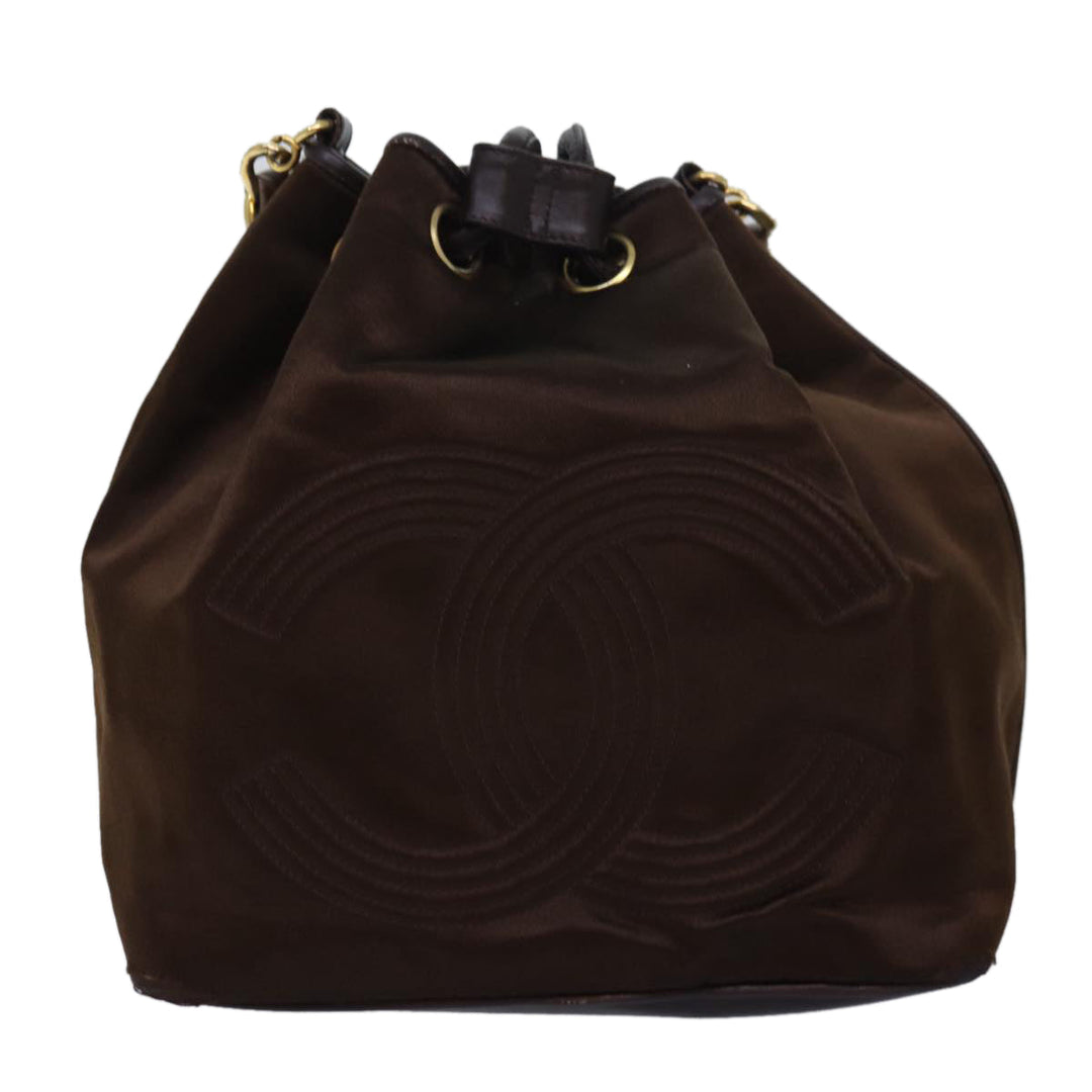 Top Quality Chanel COCO Mark Chain Shoulder Bag Satin Brown CC Auth bs16048