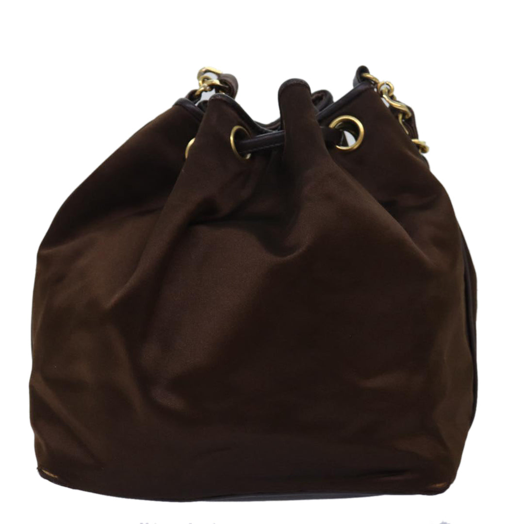 Top Quality Chanel COCO Mark Chain Shoulder Bag Satin Brown CC Auth bs16048