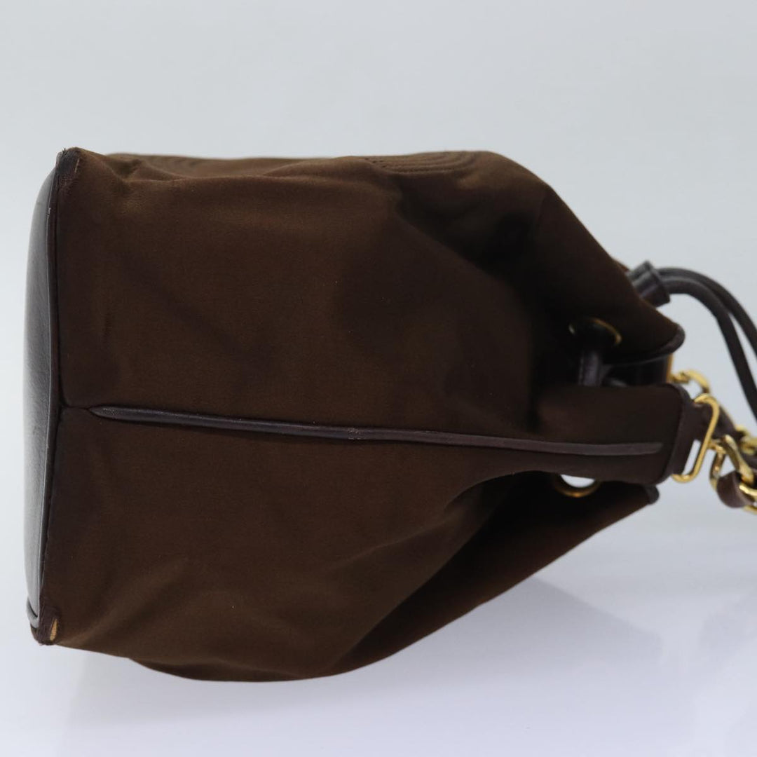 Top Quality Chanel COCO Mark Chain Shoulder Bag Satin Brown CC Auth bs16048