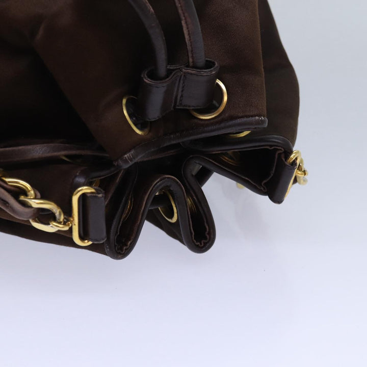 Top Quality Chanel COCO Mark Chain Shoulder Bag Satin Brown CC Auth bs16048