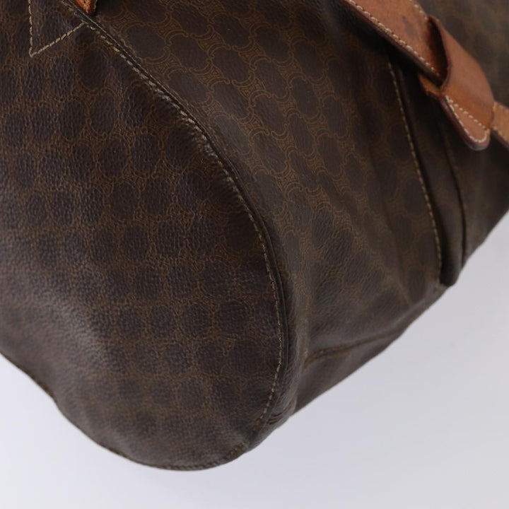 Celine Macadam Canvas Shoulder Bag PVC Leather Brown Auth bs16095