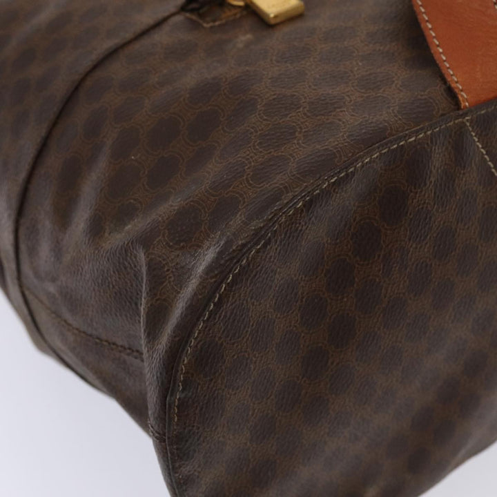 Celine Macadam Canvas Shoulder Bag PVC Leather Brown Auth bs16095