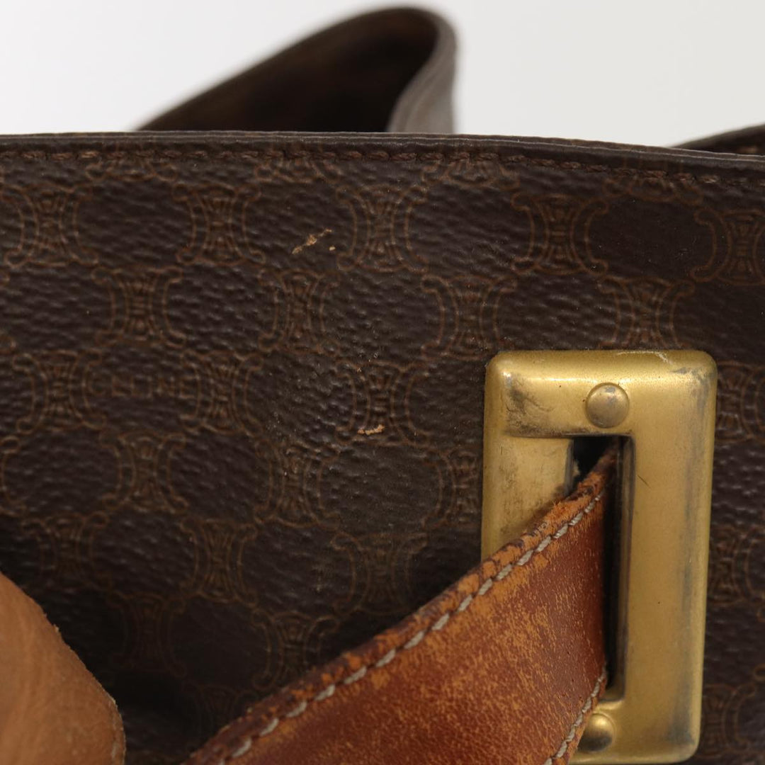 Celine Macadam Canvas Shoulder Bag PVC Leather Brown Auth bs16095
