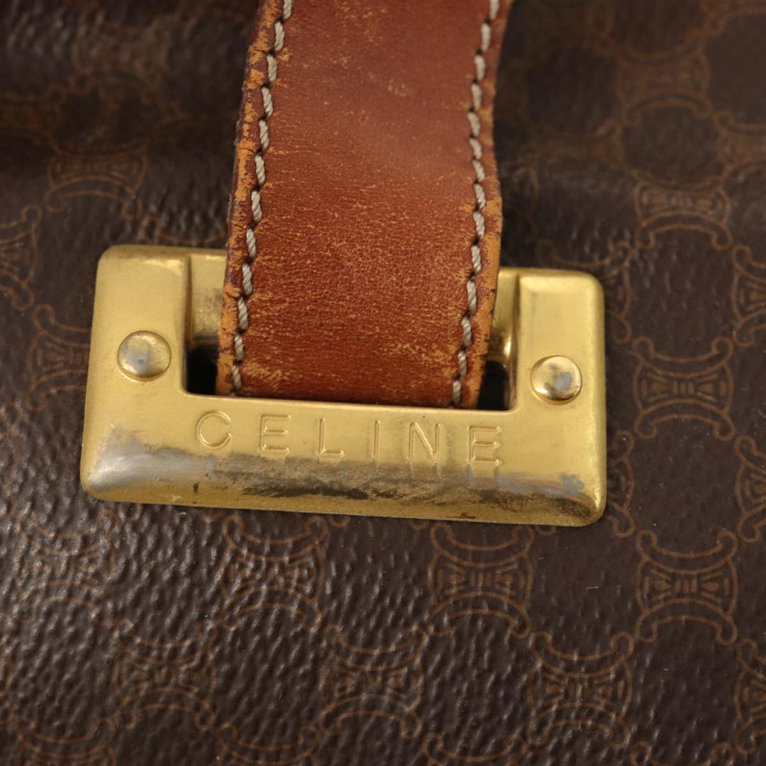Celine Macadam Canvas Shoulder Bag PVC Leather Brown Auth bs16095