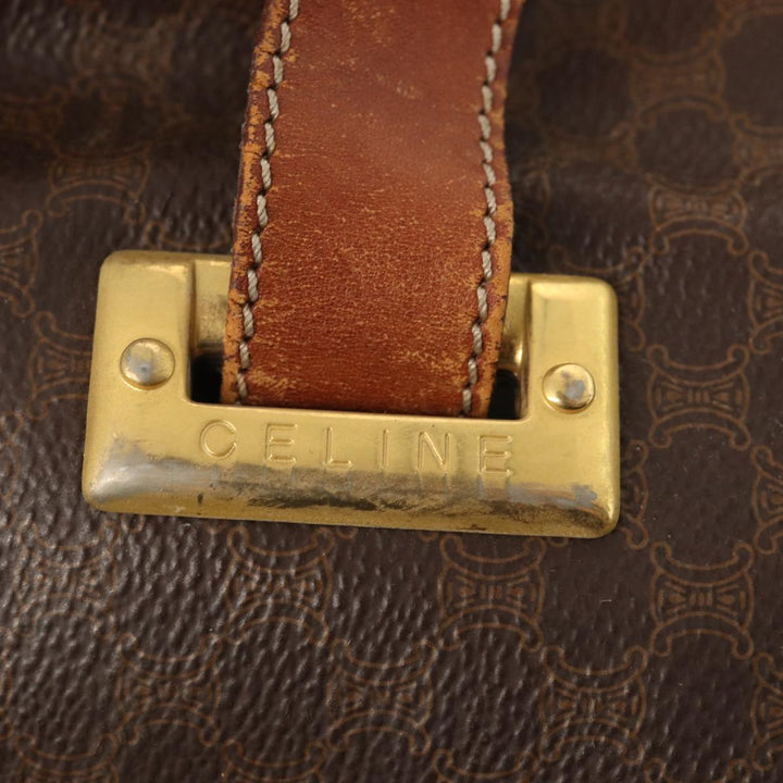 Celine Macadam Canvas Shoulder Bag PVC Leather Brown Auth bs16095