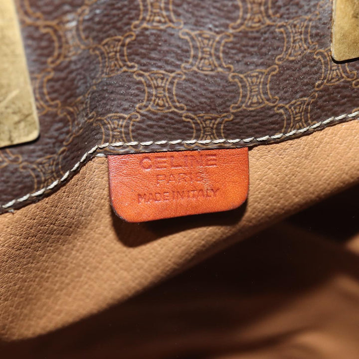 Celine Macadam Canvas Shoulder Bag PVC Leather Brown Auth bs16095