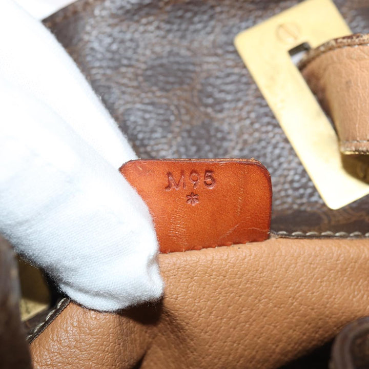 Celine Macadam Canvas Shoulder Bag PVC Leather Brown Auth bs16095