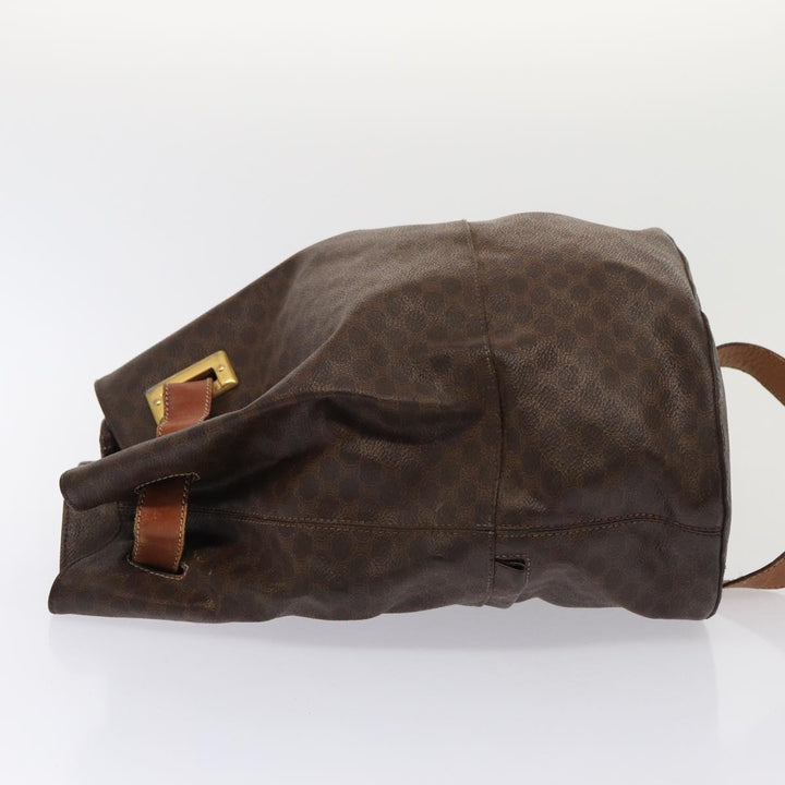 Celine Macadam Canvas Shoulder Bag PVC Leather Brown Auth bs16095