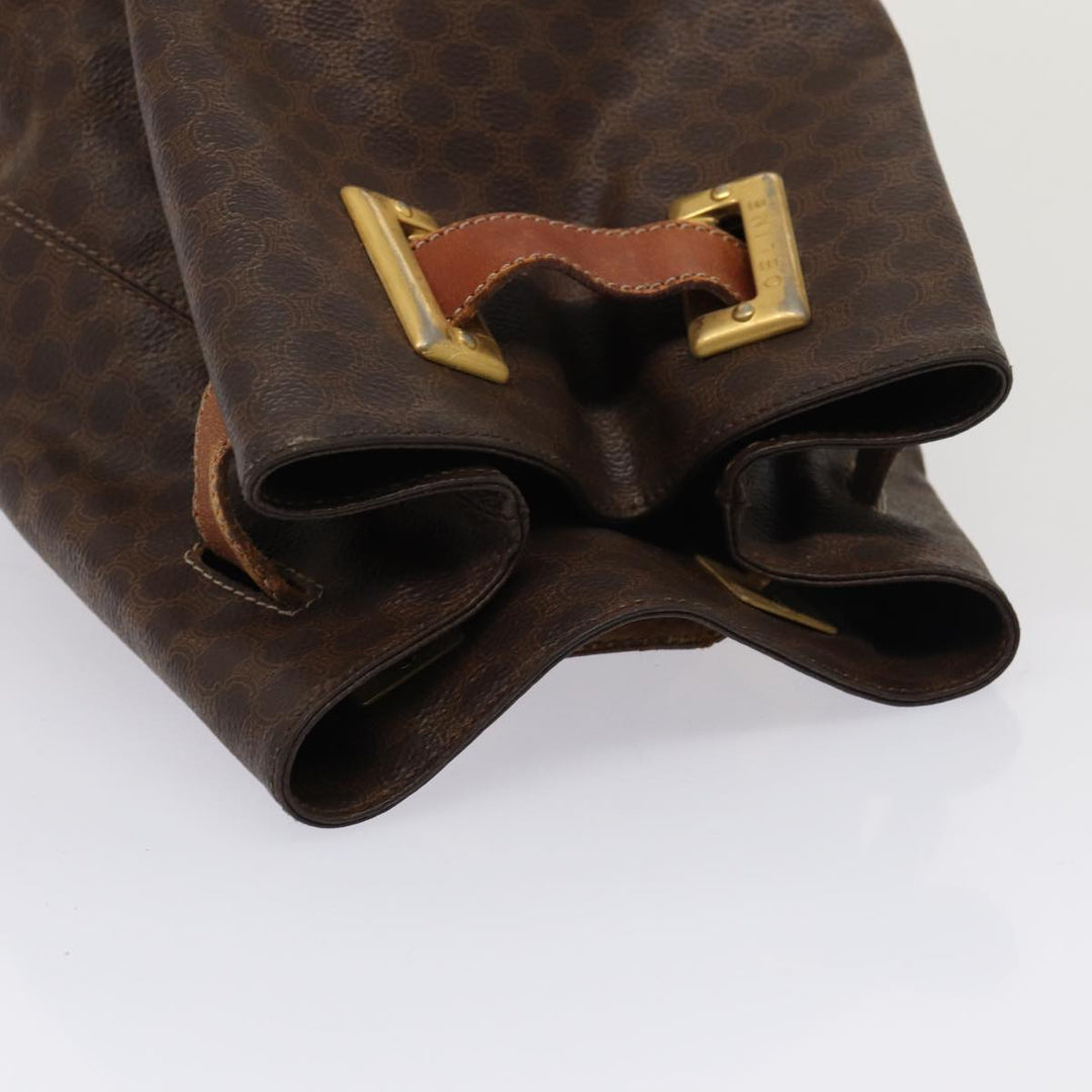 Celine Macadam Canvas Shoulder Bag PVC Leather Brown Auth bs16095