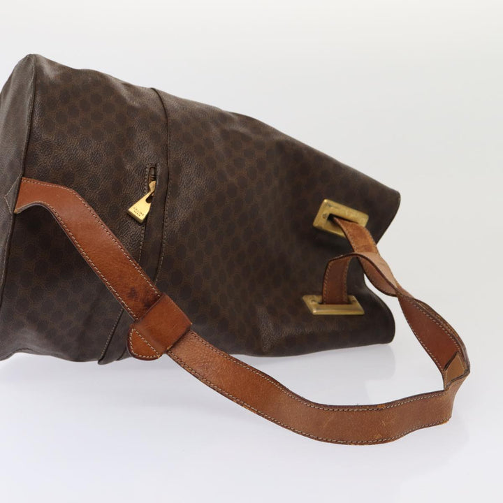 Celine Macadam Canvas Shoulder Bag PVC Leather Brown Auth bs16095